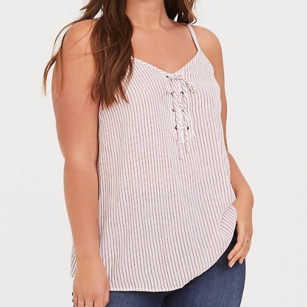 Torrid Stripe Lace Up Cami